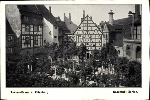 Ak Nürnberg in Mittelfranken, Tucher Bräustübl, Garten