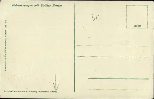 Ak Kassel in Hessen, Märchenwagen mit Brüder Grimm