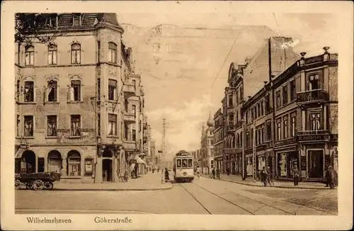 Ak Wilhelmshaven in Niedersachsen, Gökerstraße, Tram