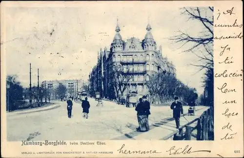 Ak Hamburg Mitte Borgfelde, Straßenpartie beim Berliner Tor
