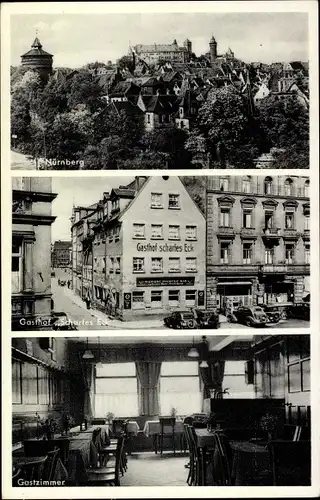 Ak Nürnberg in Mittelfranken, Gasthof Scharfes Eck, Stadtbild