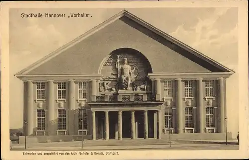 Ak Hannover in Niedersachsen, Stadthalle Hannover Vorhalle