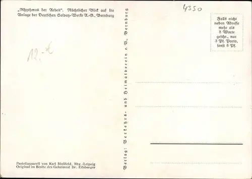Künstler Ak Bloßfeld, Karl, Bernburg an der Saale, Solvay Werke