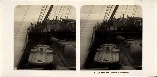 Stereo Foto NDL Schiff Der Große Kurfürst, An Bord, NPG