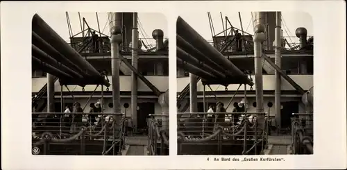 Stereo Foto NDL Schiff Der Große Kurfürst, An Bord, Passagiere, NPG