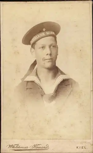 Carte de Visite Deutscher Marine Soldat im Kaiserreich, Waldemar Renard Kiel