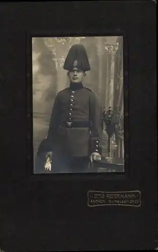 Kabinett Foto Deutscher Soldat, Uniform, Paradebusch, Otto Petermann Aachen