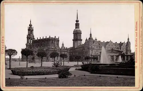 Kabinett Foto Dresden Altstadt, Katholische Kirche und Schloss