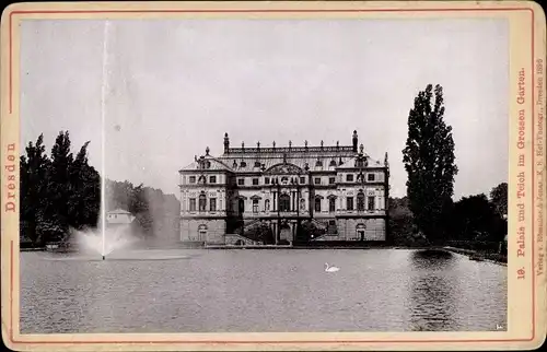 Kabinett Foto Dresden Altstadt, Palais und Teich im Großen Garten