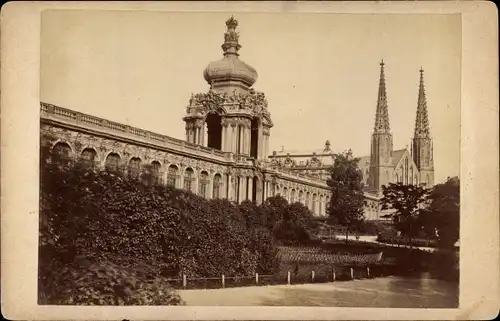 Kabinett Foto Dresden Altstadt, Zwinger, Sophienkirche