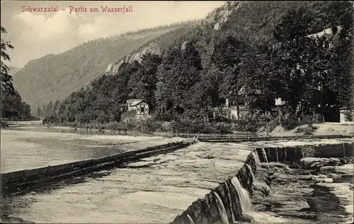 Ak Bad Blankenburg Schwarzatal in Thüringen, Partie am Wasserfall