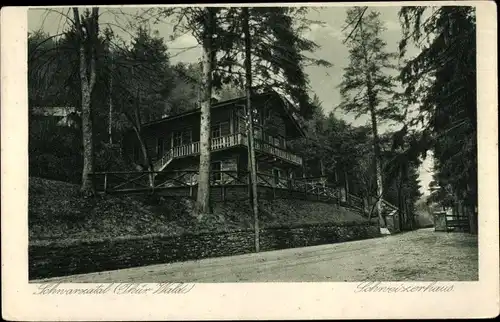 Ak Schwarzburg Schwarzatal in Thüringen, Schweizerhaus, Außenansicht