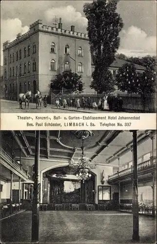 Ak Limbach in Sachsen, Etablissement Hotel Johannesbad, Festsaal