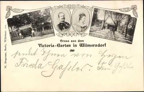 Ak Berlin Wilmersdorf, Victoria Garten, Kaiser Wilhelm II., Kaiserin Auguste Viktoria
