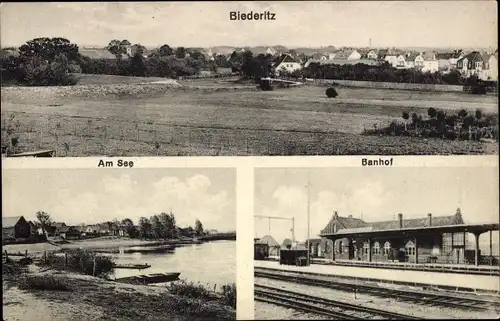 Ak Biederitz in Sachsen Anhalt, Bahnhof, Am See, Blick aus der Ferne