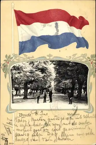 Passepartout Ak Utrecht Niederlande, Maliebaan, Landesflagge