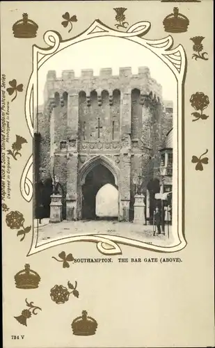Präge Passepartout Ak Southampton Hampshire England, The Bar Gate