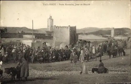 Ak Taza Marokko, Taza-Haut, Porte Abarache, Jour de Marche