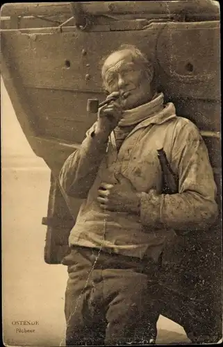 Ak Oostende Ostende Westflandern, Pecheur, Portrait
