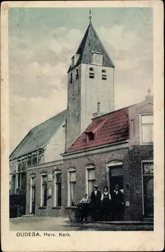 Ak Oudega Smallingerland Friesland Niederlande, Herv. Kerk