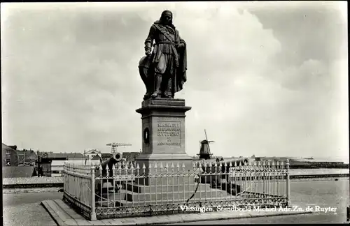 Ak Vlissingen Zeeland Niederlande, Standbeeld Michiel Adr. Zn. de Ruyter