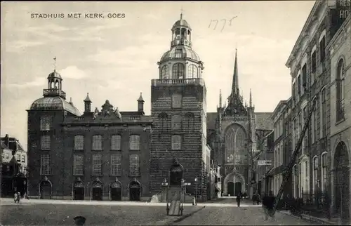 Ak Goes Zeeland Niederlande, Stadhuis met Kerk