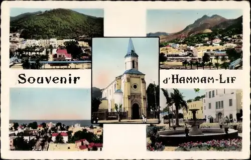 Ak Hammam Lif Tunesien, Teilansichten, Kirche, Brunnen