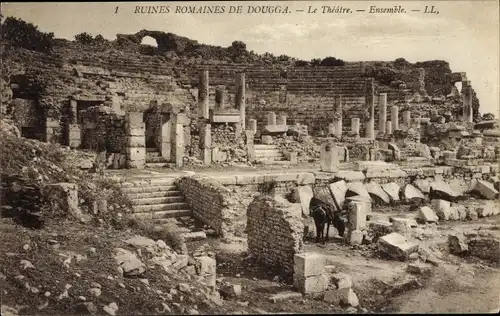 Ak Dougga Tunesien, Ruines Romaines, Le Theatre, Ensemble
