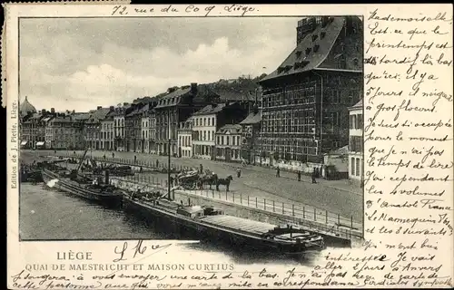 Ak Liège Lüttich Wallonien, Quai de Maestricht et Maison Curtius