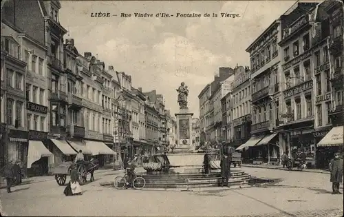 Ak Liège Lüttich Wallonien, Rue Vinave d'Ile, Fontaine de la Vierge