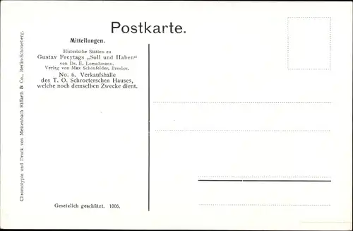 Künstler Ak Loeschmann, E., Wrocław Breslau Schlesien, Schroetersches Haus, Soll und Haben