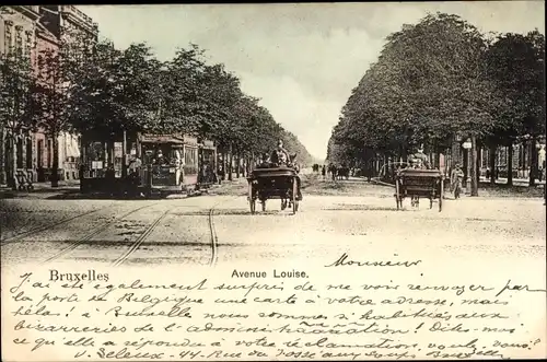 Ak Bruxelles Brüssel, Avenue Louise, Straßenpartie, Straßenbahn