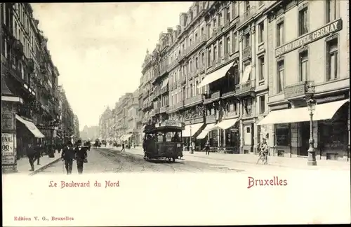 Ak Bruxelles Brüssel, Boulevard du Nord, Straßenbahn