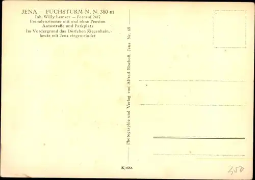 Ak Ziegenhain Jena in Thüringen, Ortsansicht, Blick zum Fuchturm
