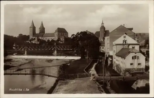 Ak Rochlitz in Sachsen, Schloss, Muldenbrücke