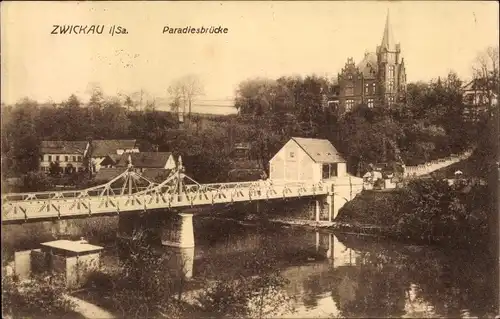 Ak Zwickau in Sachsen, Paradiesbrücke