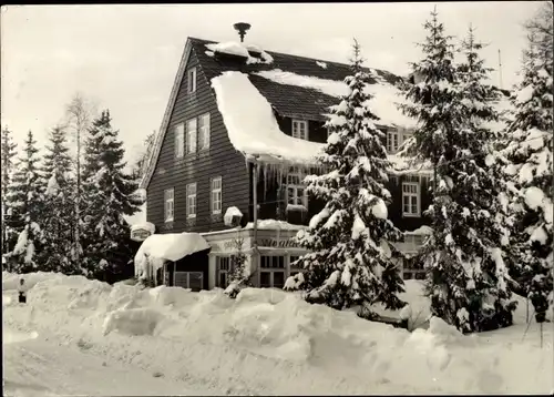 Ak Steinbach Johanngeorgenstadt im Erzgebirge, Gaststätte Waldesruh, Winteransicht