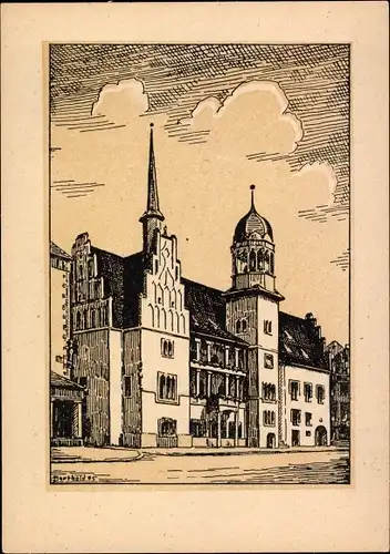 Künstler Ak Barthold, Oskar, Halle an der Saale, Altes Rathaus