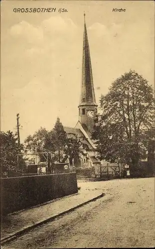 Ak Großbothen Grimma in Sachsen, Straßenpartie, Kirche