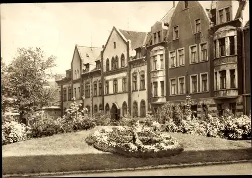 Ak Eilenburg an der Mulde Sachsen, An der Blumenuhr, Wohnhäuser