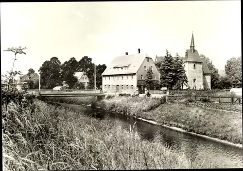 Ak St. Egidien, Unseren lieben Frauen Kirche mit Lungwitzbach