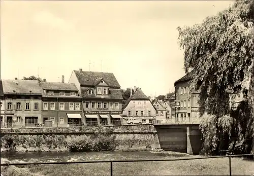 Ak Penig in Sachsen, Häuser an der Mulde, Brücke