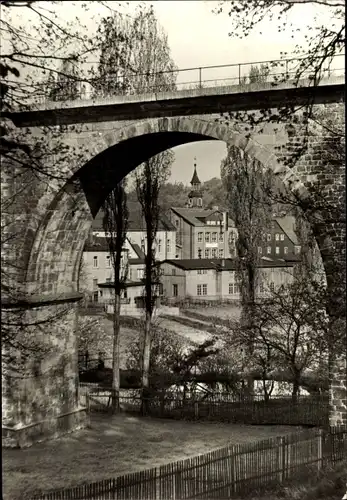 Ak Rödlitz Lichtenstein in Sachsen, Ortsansicht durch Brücke
