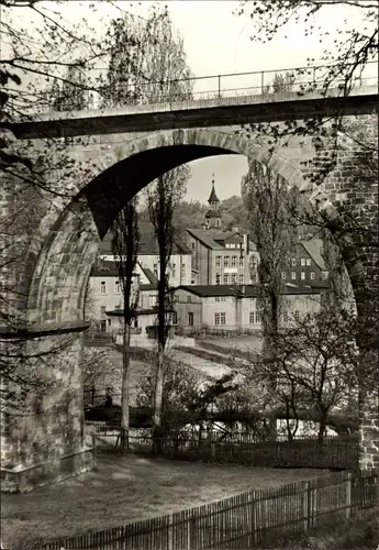 Ak Rödlitz Lichtenstein in Sachsen, Ortsansicht durch Brücke