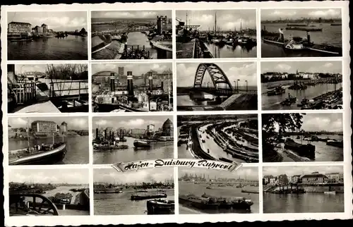 Ak Ruhrort Duisburg im Ruhrgebiet, Hafen, Schiffe, Brücken