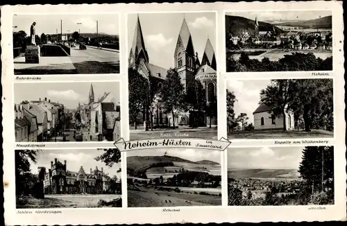 Ak Neheim Hüsten Arnsberg im Sauerland, Ruhrbrücke, Hauptstraße, Ortsansicht, Schloss Herdringen