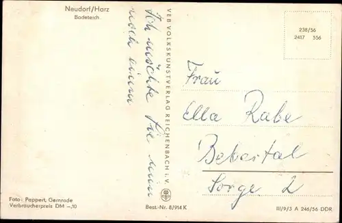 Ak Neudorf Harzgerode am Harz, Badeteich