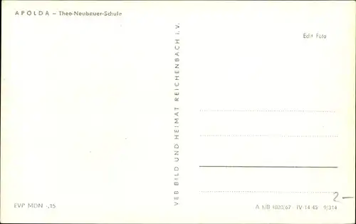 Ak Apolda in Thüringen, Theo-Neubauer-Schule
