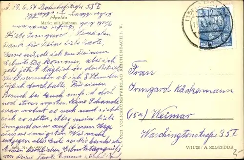 Ak Apolda in Thüringen, Markt mit Rathaus