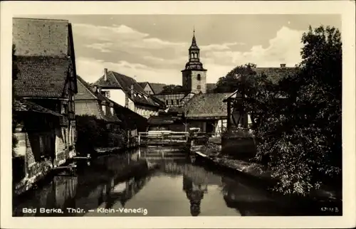 Ak Bad Berka Thüringen, Klein Venedig, Wasserpartie, Kirche, Häuser